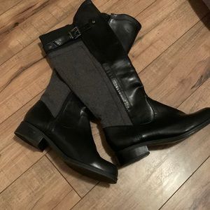 Black and grey tall vegan boots